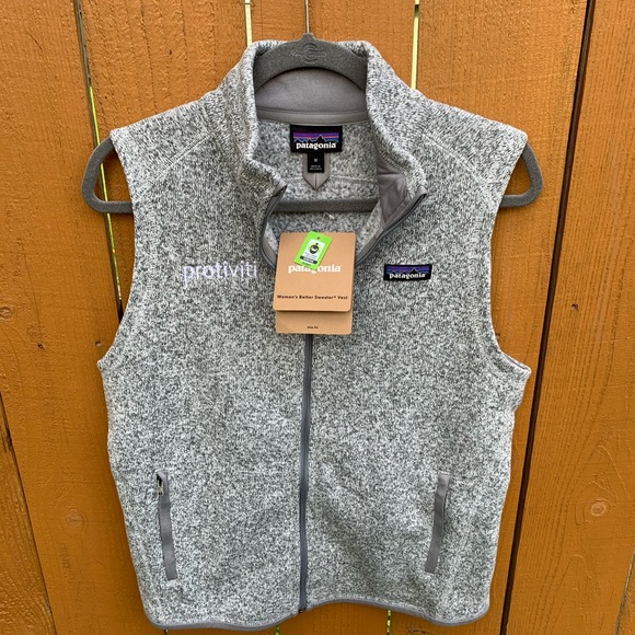 patagonia vest with company logo